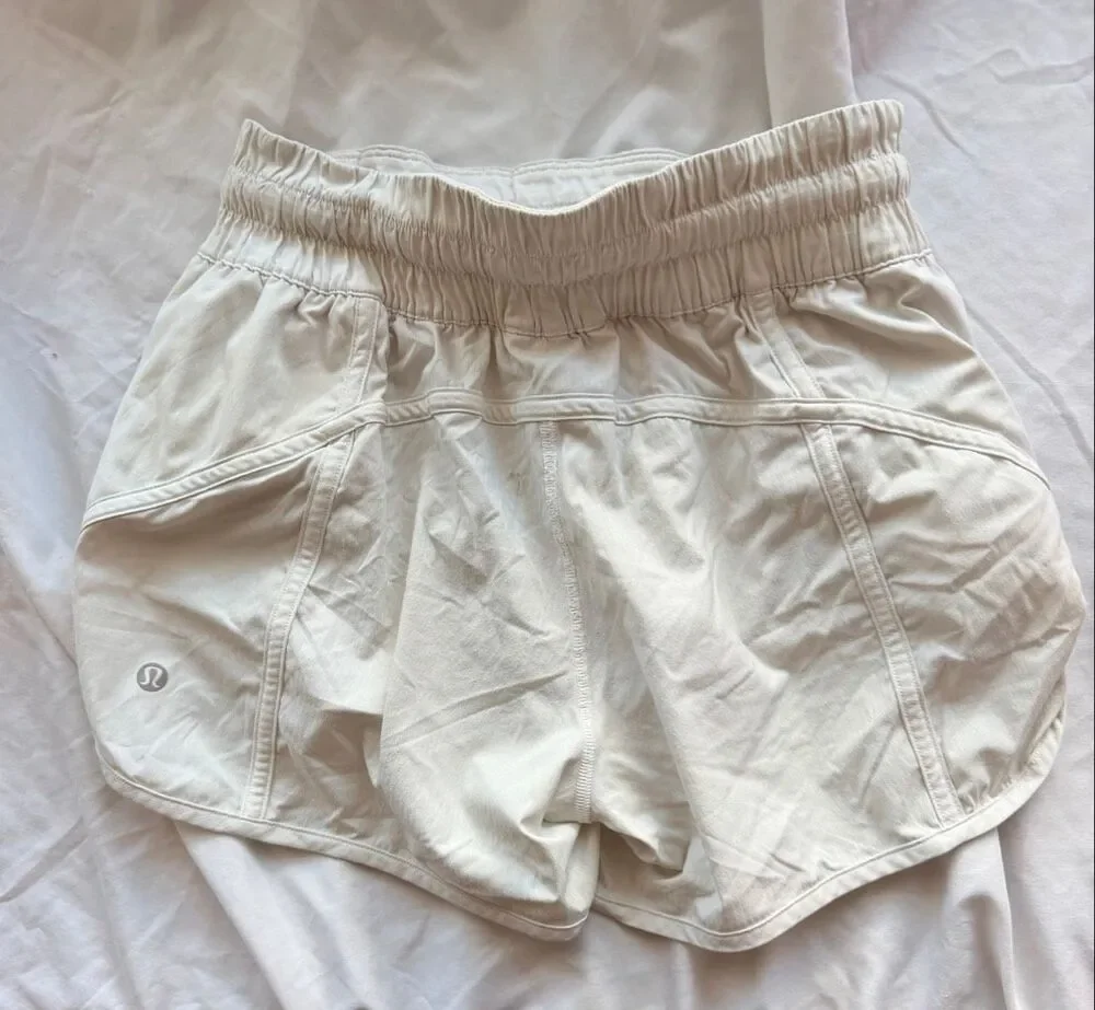 Lululemon White Athletic Running Shorts High-Rise Performance Women's Size 6
